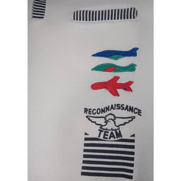 Vintage 80s Reconnaissance Team Adult Large Sweatshirt 1/2 Button White Long Sle - Picture 4 of 8
